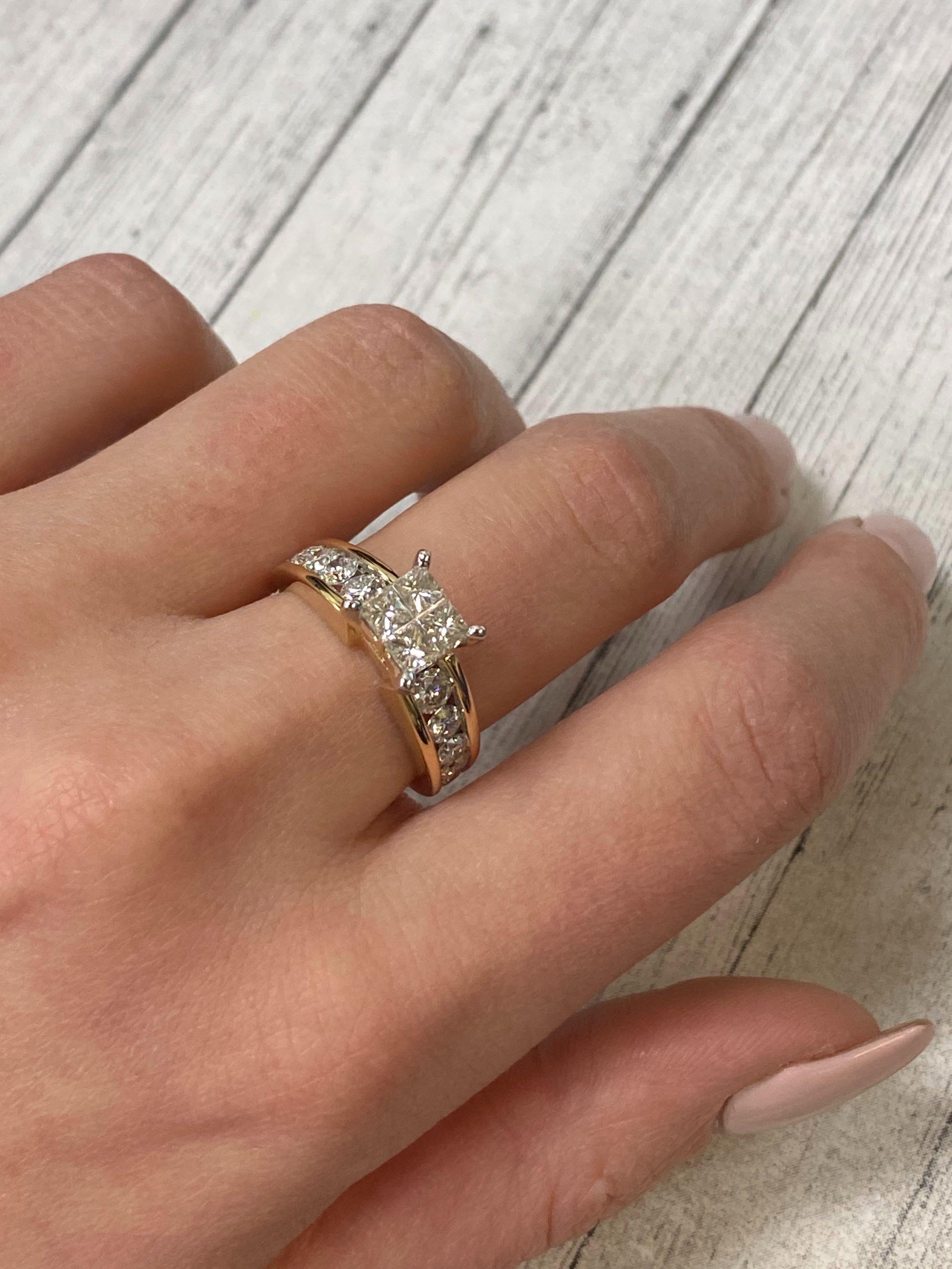 Women's  Rachel Koen 14 Karat Yellow Gold Princess Cut Multi Shaped Engagement Ring
