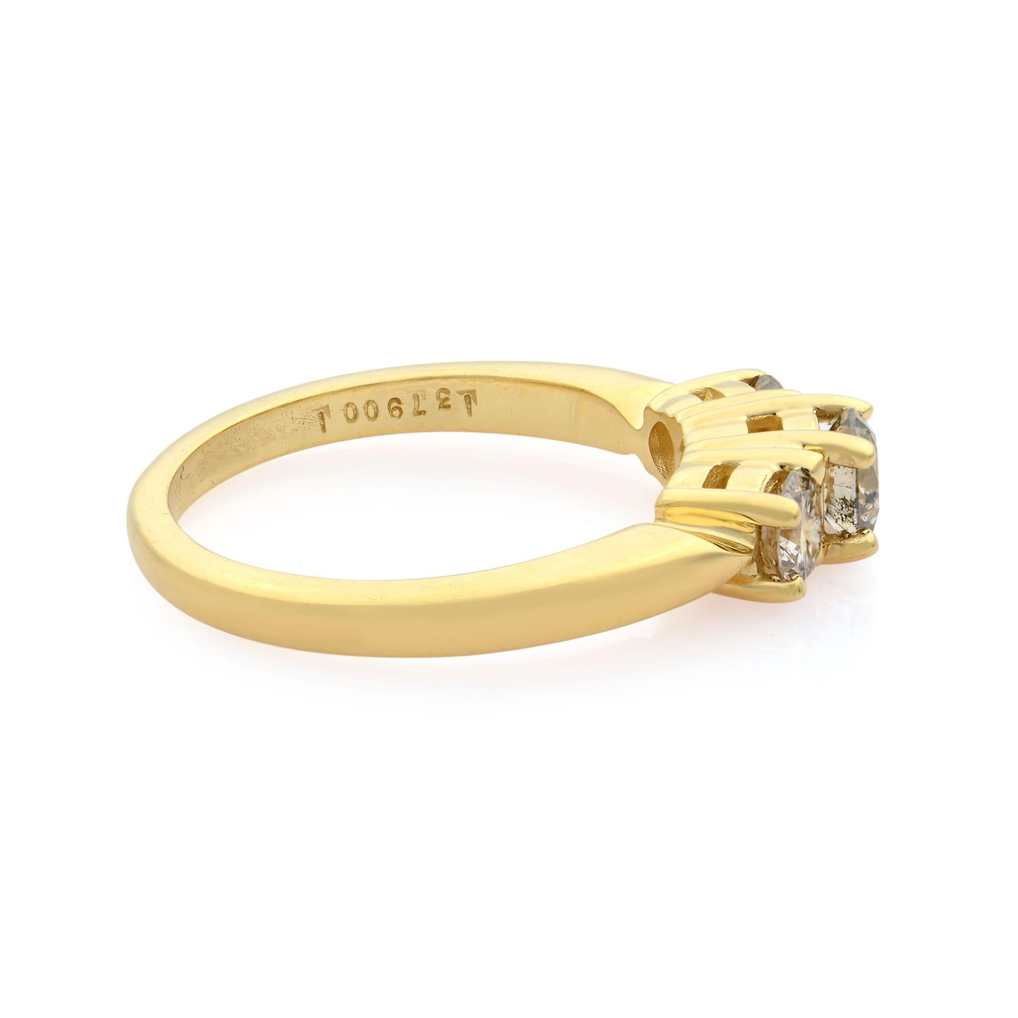 Modern Rachel Koen 14K Yellow Gold Three Stone Diamond Engagement Ring 1.00Cttw For Sale