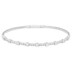 Rachel Koen Bracelet jonc flexible en or blanc 14 carats avec diamants taille ronde de 1,50 carat