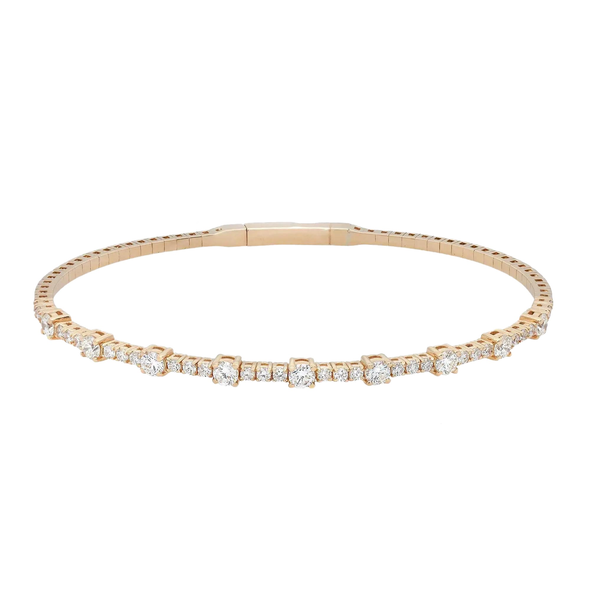Rachel Koen Bracciale flessibile con diamanti taglio rotondo 1,51cttw in oro giallo 18 carati