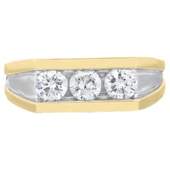Rachel Koen 1.53Cttw Three Stone Diamond Men's Ring 14K Yellow Gold