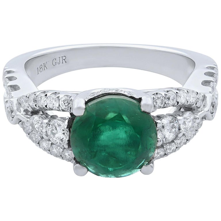 Rachel Koen 18 Karat White Gold Green Emerald Diamond Engagement Ring For  Sale at 1stDibs | rachel green engagement ring, rachel green ring, rachel  engagement ring