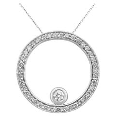 Rachel Koen 18 Karat White Gold Open Circle Diamond Pendant 1.38 Carat