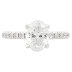 Used Rachel Koen 18 Karat White Gold Oval Diamond Engagement Ring 1.50 Carat