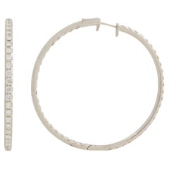 Rachel Koen - Orecchini a cerchio medi in oro bianco 18 carati con pavé di diamanti 4,60 carati