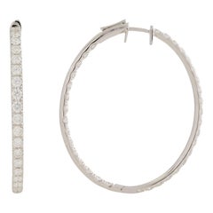 Rachel Koen, orecchini a cerchio ovali in oro bianco 18 carati con diamante Pave, 3,30 carati