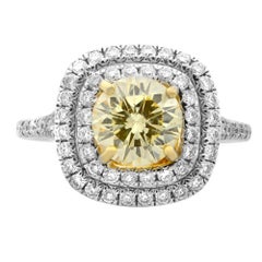 Rachel Koen 18 Karat Weißgold Rundschliff Fancy Yellow Diamond Ring 1,13 Karat