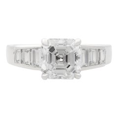 Rachel Koen 18 Karat White Gold Square Emerald Cut Diamond Ring 2.21 Carat