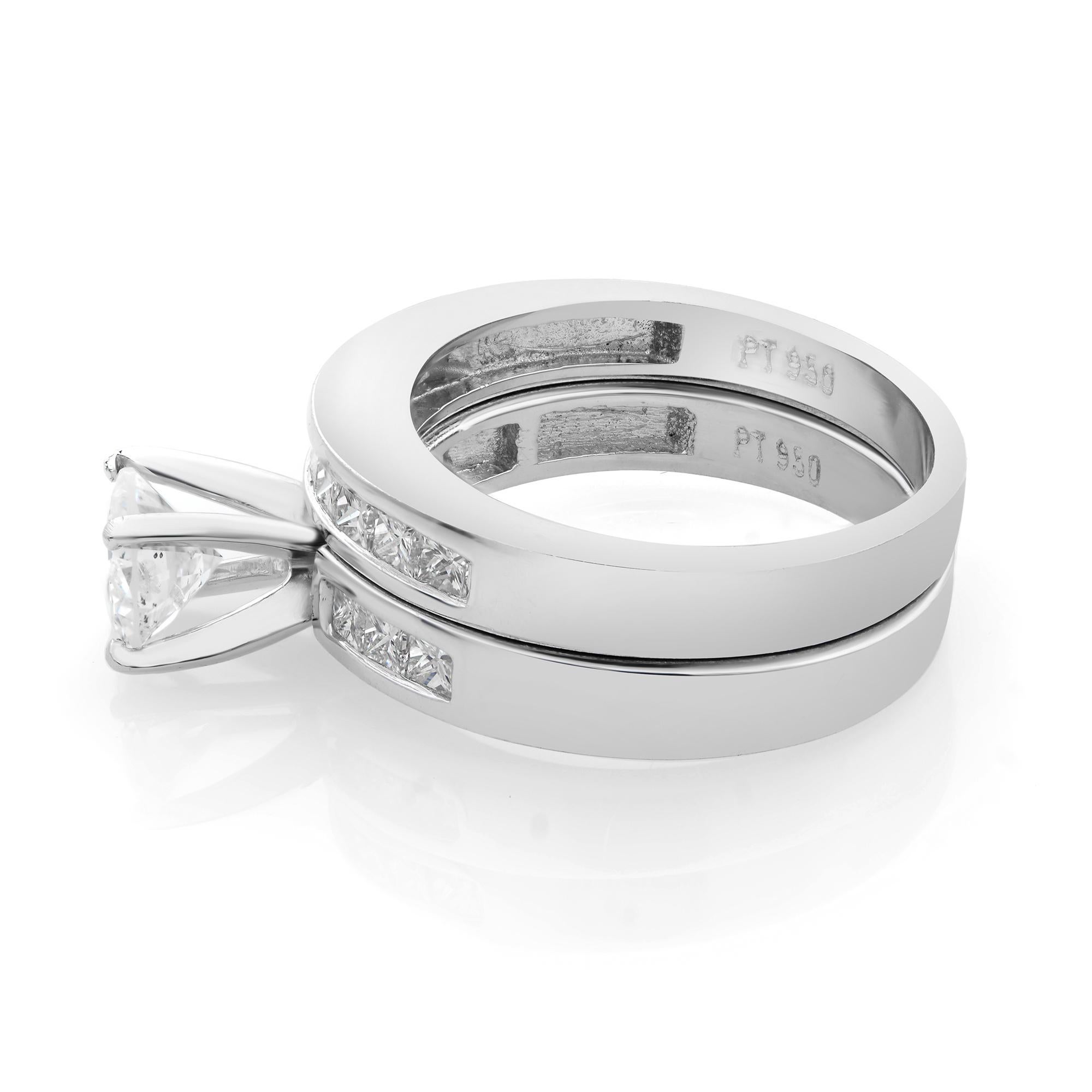 Round Cut Rachel Koen 1.80Cttw Diamond Engagement Ring Set 14K White Gold Size 5.5