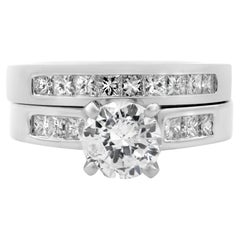 Rachel Koen 1.80Cttw Diamond Engagement Ring Set 14K White Gold Size 5.5