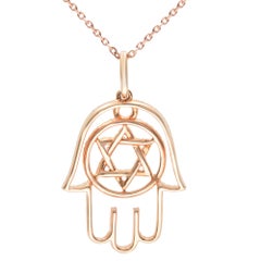 Rachel Koen 18k Rose Gold Diamond Hamsa Ladies Pendant 0.47cttw