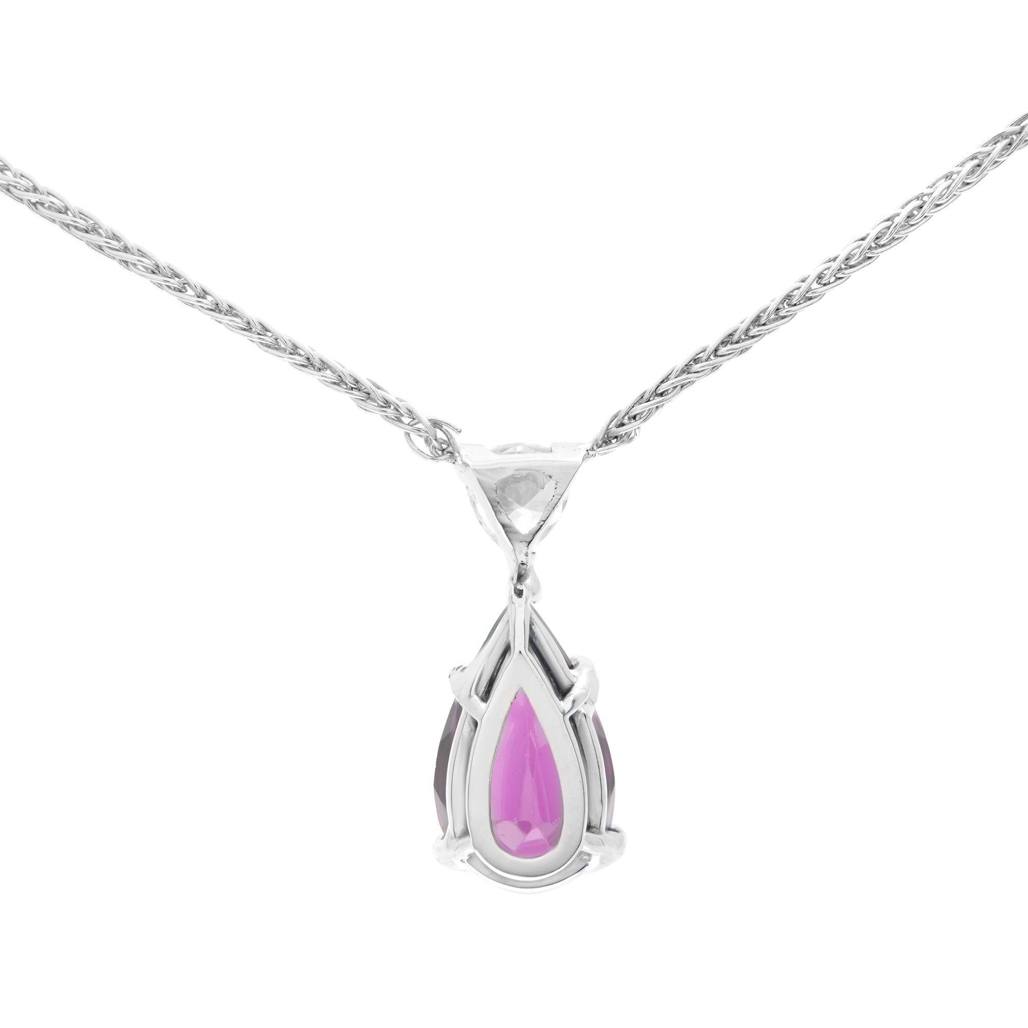 Modern Rachel Koen 18k White Gold 4.54ct Purple Garnet & Diamond Pendant Necklace For Sale