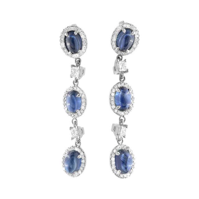 Cabochon Sapphire and Diamond Earrings at 1stDibs | cabochon sapphire ...