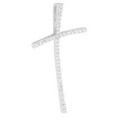 Rachel Koen 18K White Gold Diamond Cross Pendant 0.42cttw