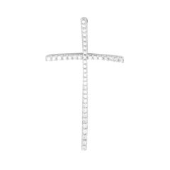 Pendentif croix Rachel Koen en or blanc 18 carats et diamants 0,42 carat