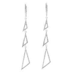 Rachel Koen 18K White Gold Diamond Drop Earrings 0.45Cttw