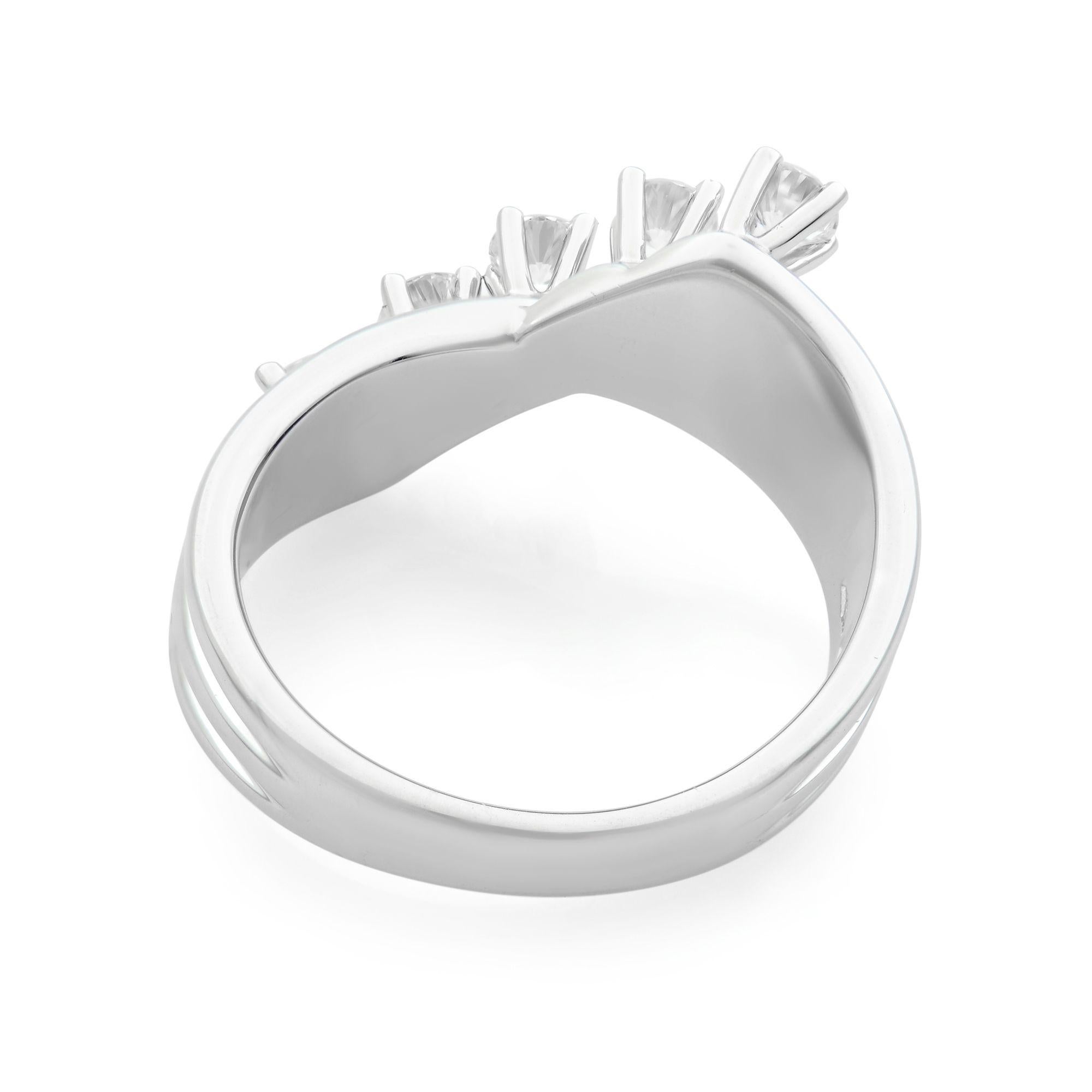 Round Cut Rachel Koen 18 Karat White Gold Diamond Fashion Ring 0.60 Carat For Sale