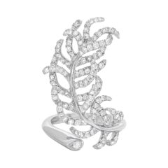 Rachel Koen Bague en or blanc 18k avec plume de diamant 1::64cttw