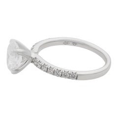 Rachel Koen 18 Karat White Gold Oval Diamond Engagement Ring 1.50 Carat