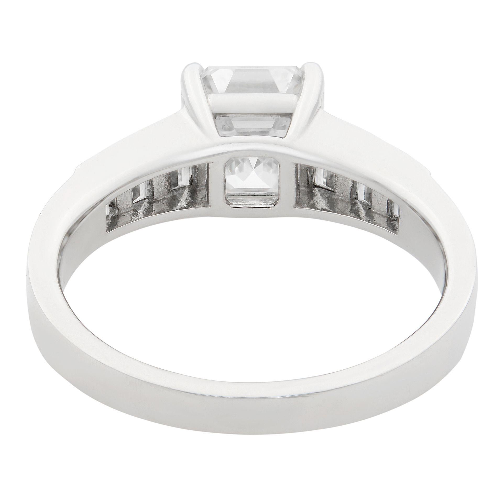 Asscher Cut Rachel Koen 18 Karat White Gold Square Emerald Cut Diamond Ring 2.21 Carat For Sale