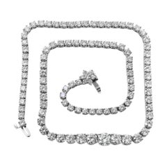 Rachel Koen 20.00cttw Platinum Prong Set Diamond Tennis Necklace