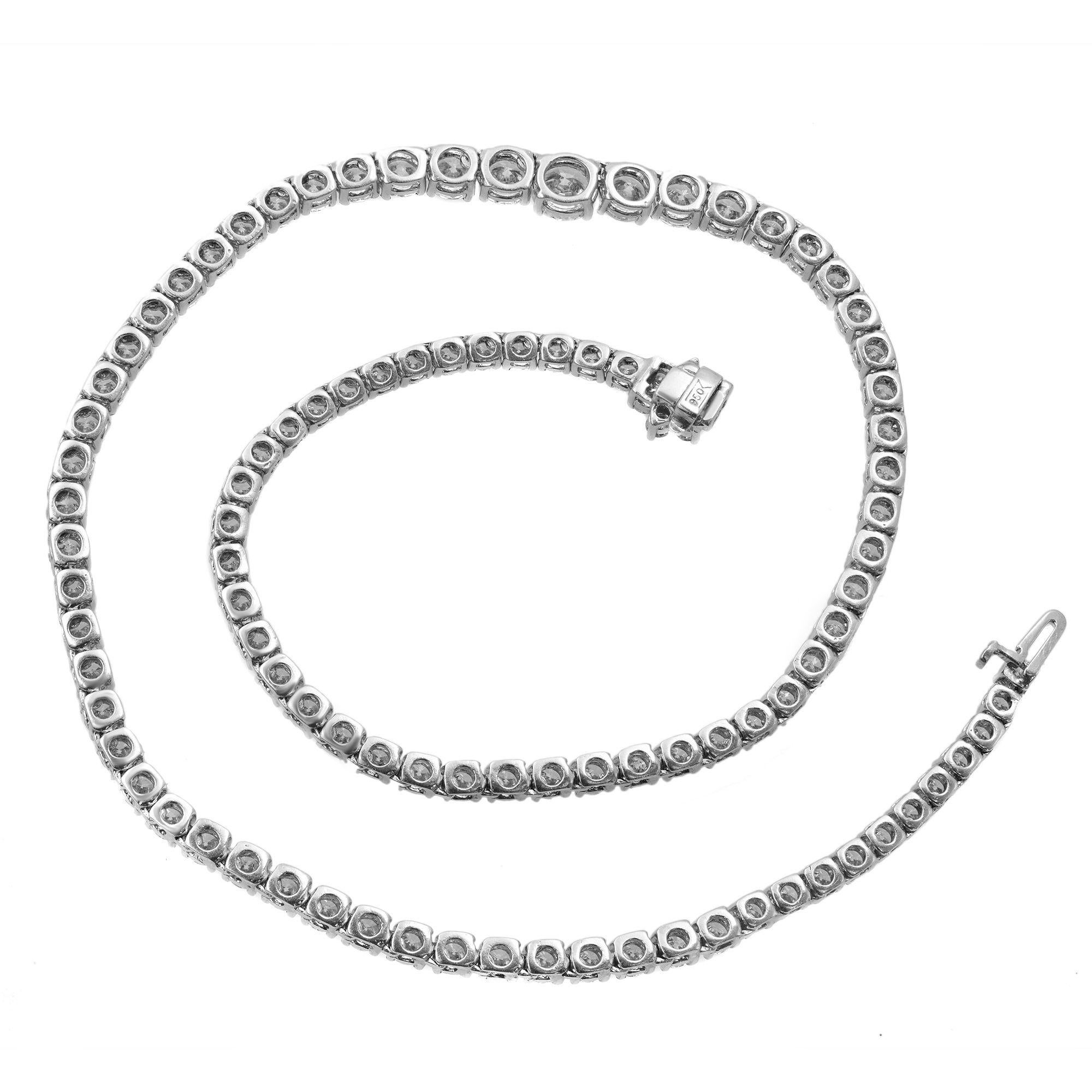 Modern Rachel Koen 20.00cttw Platinum Prong Set Diamond Tennis Necklace For Sale