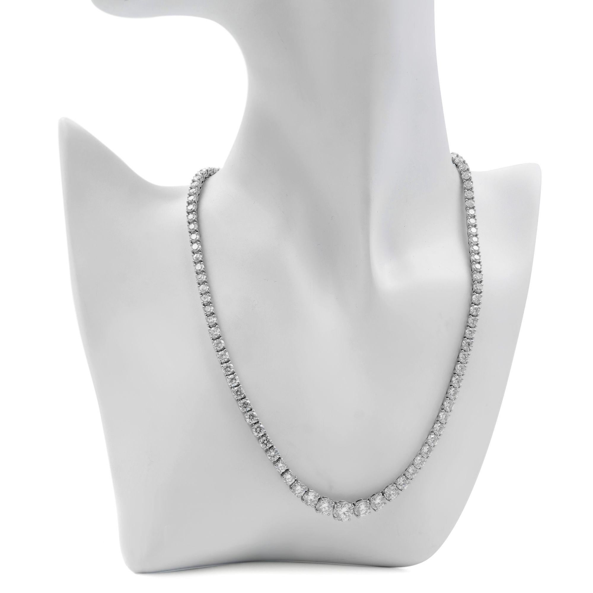 Rachel Koen: Platin-Tennis-Halskette mit Diamanten in Zackenfassung, 20,00cttw (Rundschliff) im Angebot