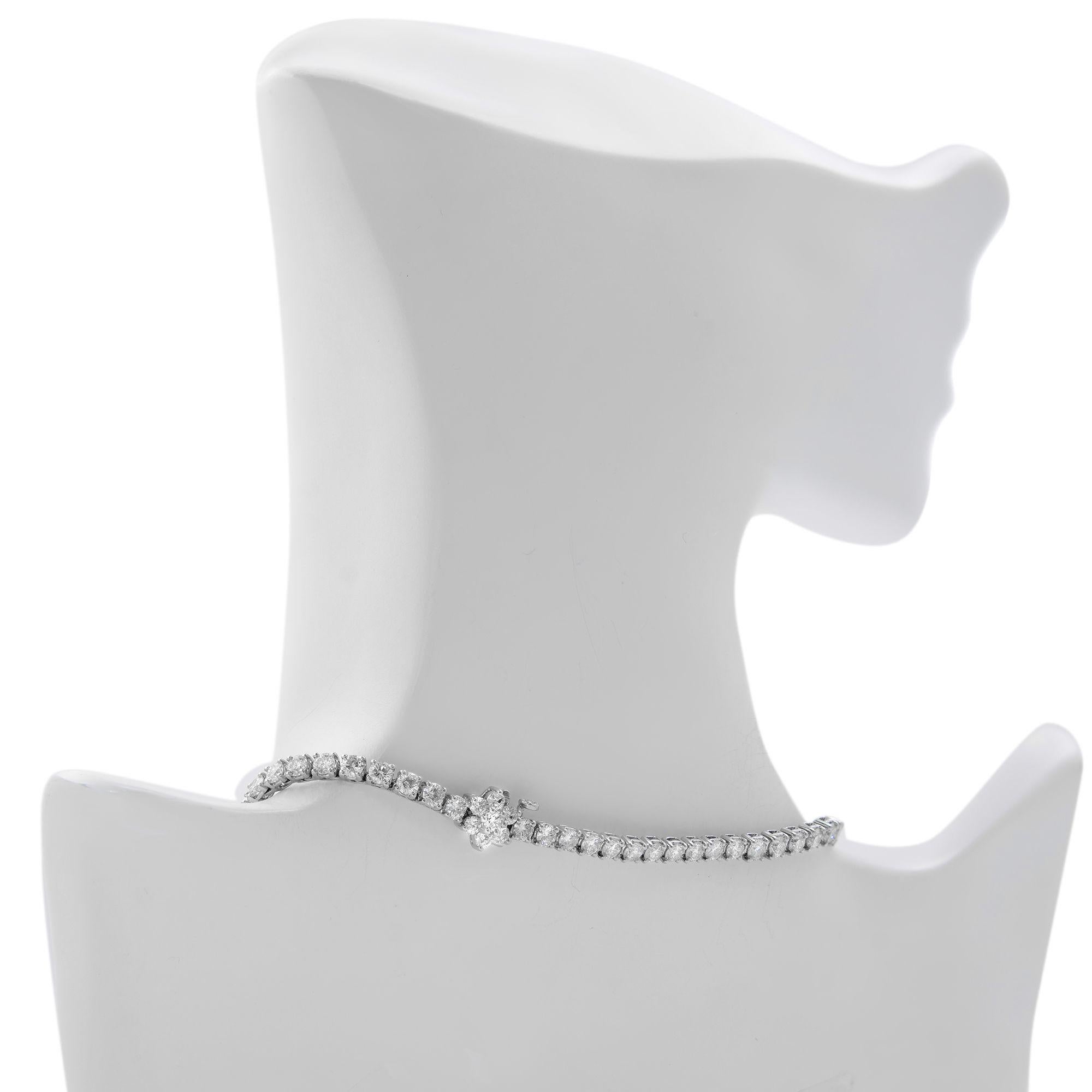 Rachel Koen 20.00cttw Platinum Prong Set Diamond Tennis Necklace In New Condition For Sale In New York, NY