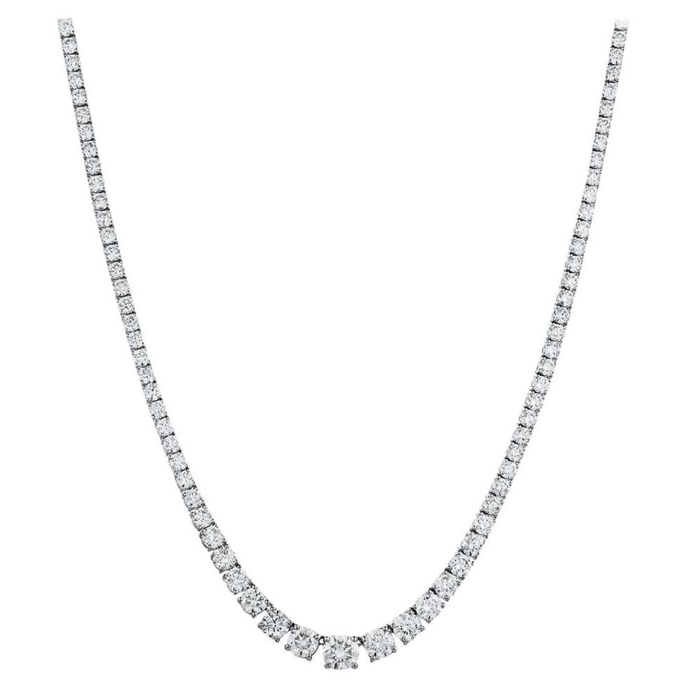 Rachel Koen 20.00cttw Platinum Prong Set Diamond Tennis Necklace For Sale