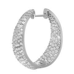 Rachel Koen 3.31cttw Prong Set Round Cut Diamond Hoop Earrings 18k White Gold