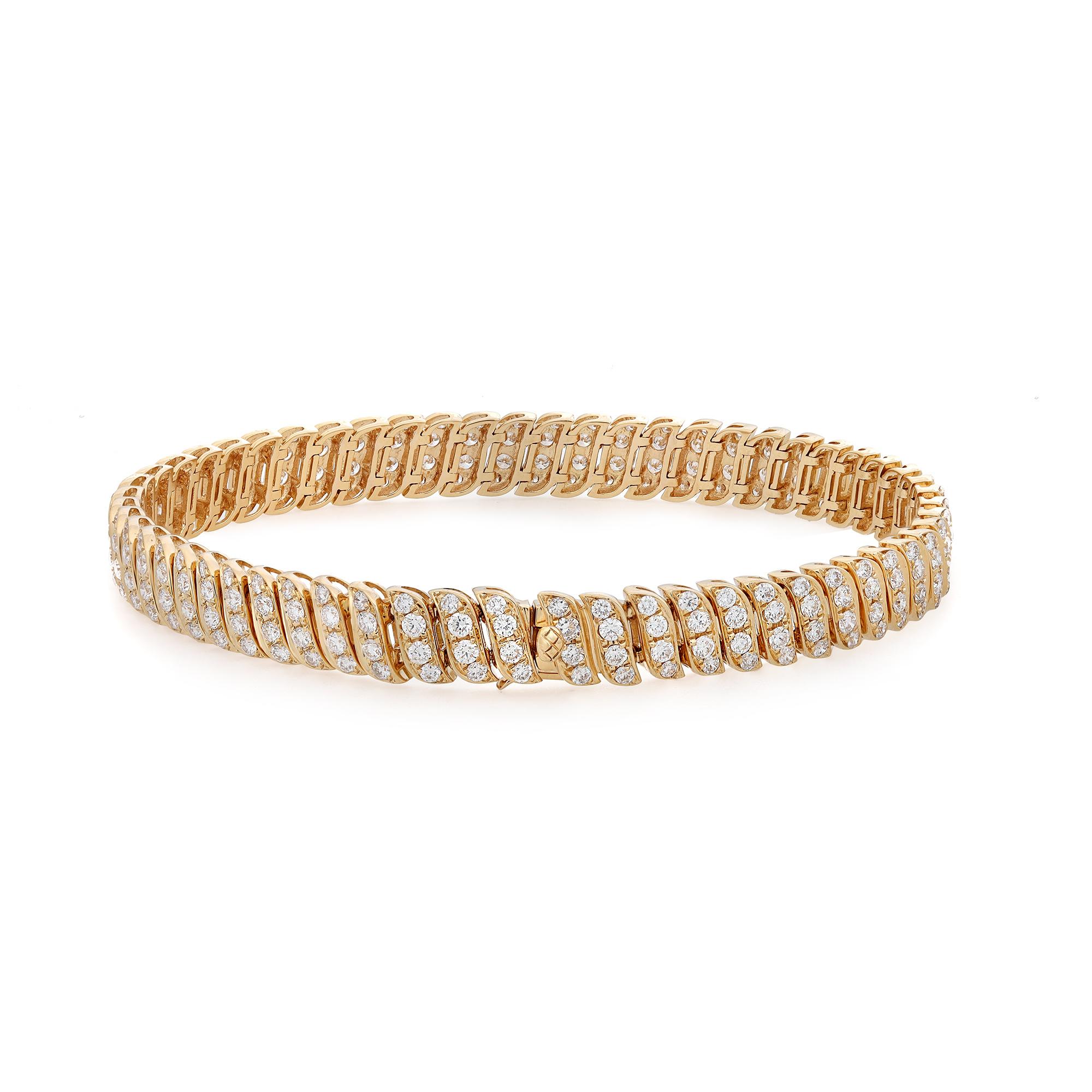 Modern Rachel Koen 3.80Cttw Round Cut Diamond Bracelet 18K Yellow Gold For Sale