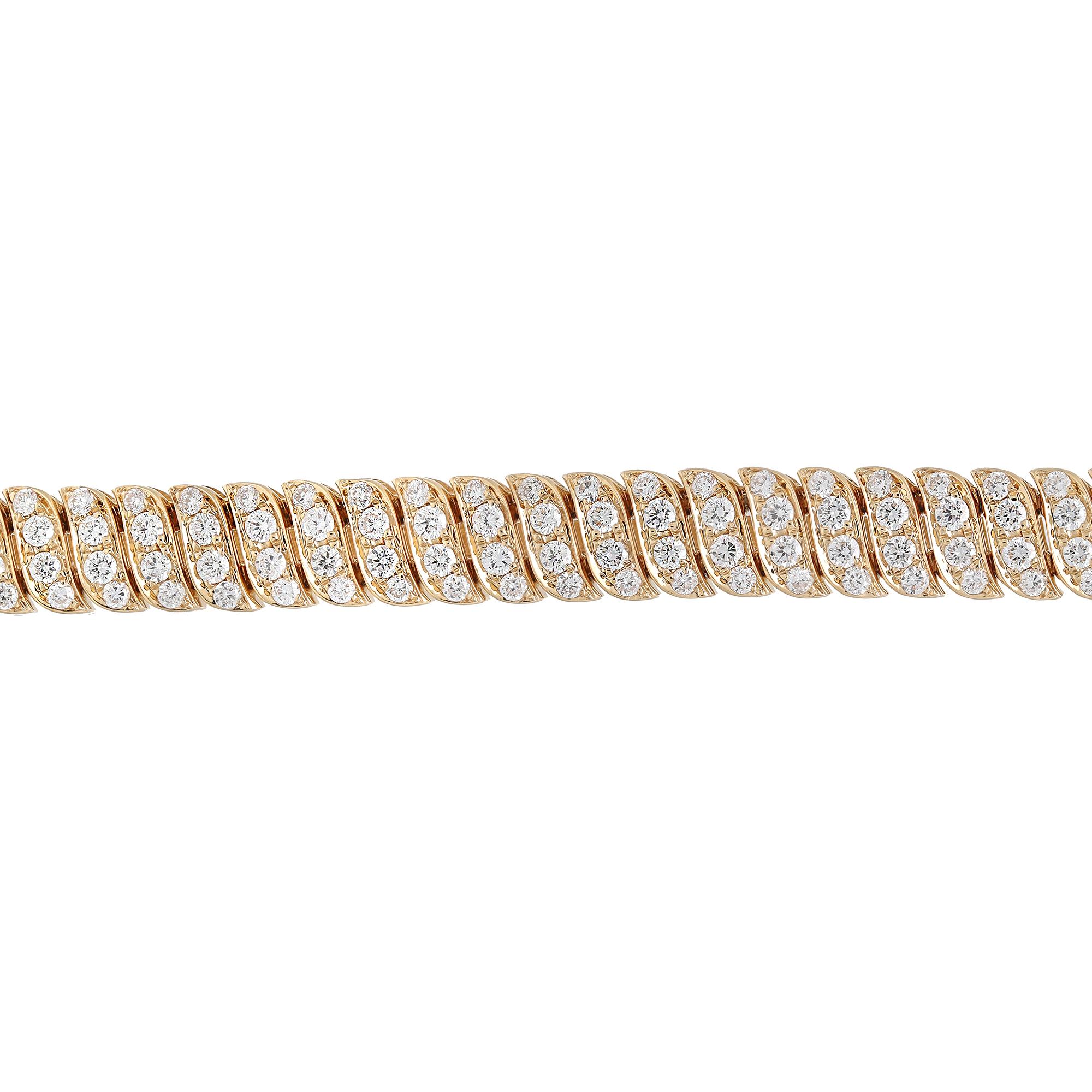 Rachel Koen 3,80 Gesamtkaratgewicht Rundschliff Diamant-Armband 18K Gelbgold im Zustand „Neu“ im Angebot in New York, NY