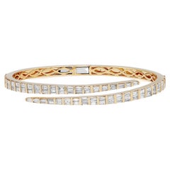 Rachel Koen 4.27Ctw Tapered Baguette Cut Diamond Bangle Bracelet 18K Yellow Gold