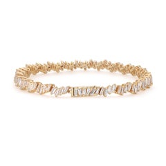 Rachel Koen Tennisarmband aus 18 Karat Gelbgold mit 4,48 Gesamtkaratgewicht Diamanten im Baguetteschliff