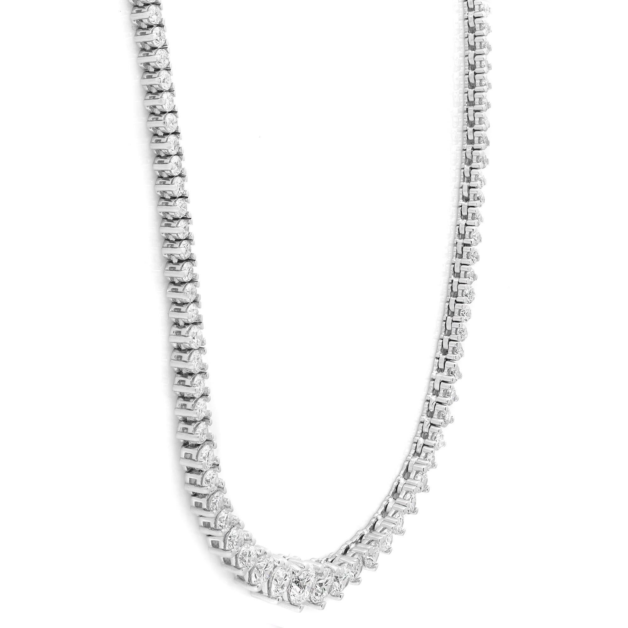 Rachel Koen 18 Karat Weißgold Diamant-Tennis-Halskette mit 6,00 Gesamtkaratgewicht im Rundschliff (Moderne) im Angebot