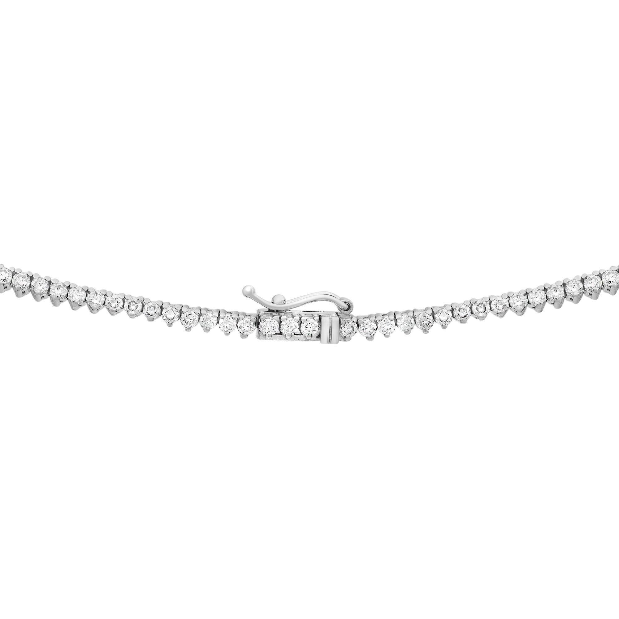 Rachel Koen 18 Karat Weißgold Diamant-Tennis-Halskette mit 6,00 Gesamtkaratgewicht im Rundschliff Damen im Angebot