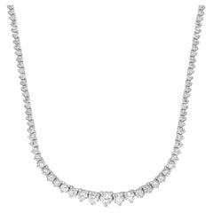 Rachel Koen Collier tennis en or blanc 18 carats avec diamants taille ronde gradués de 6,00 ct. pt.