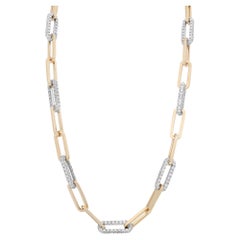Rachel Koen 7,43 Gesamtkaratgewicht Diamant Papier-Clip-Gliederkette Halskette 14K Gelbgold