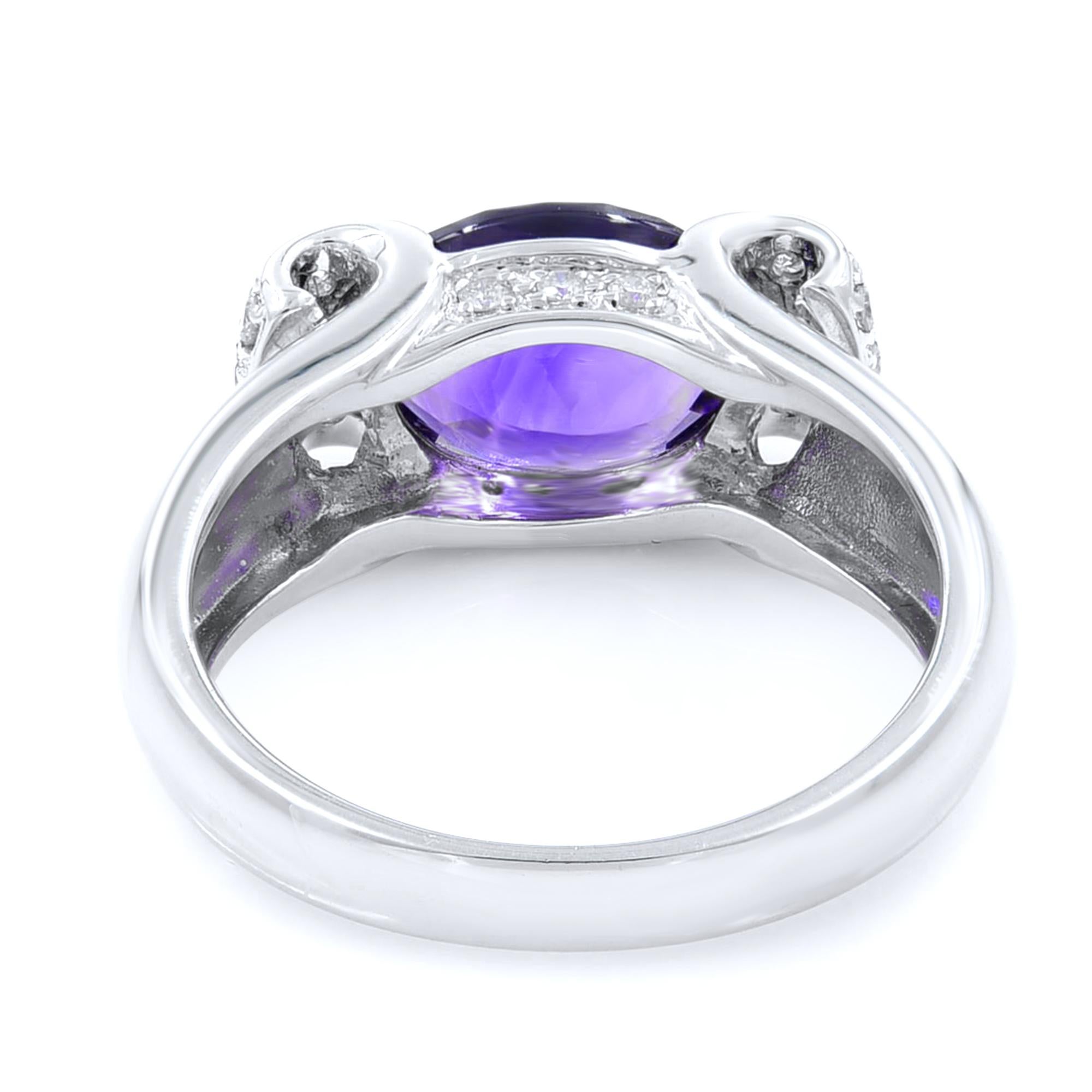 Rachel Koen Amethyst-Diamant-Ring aus 14 Karat Weißgold im Zustand „Neu“ im Angebot in New York, NY
