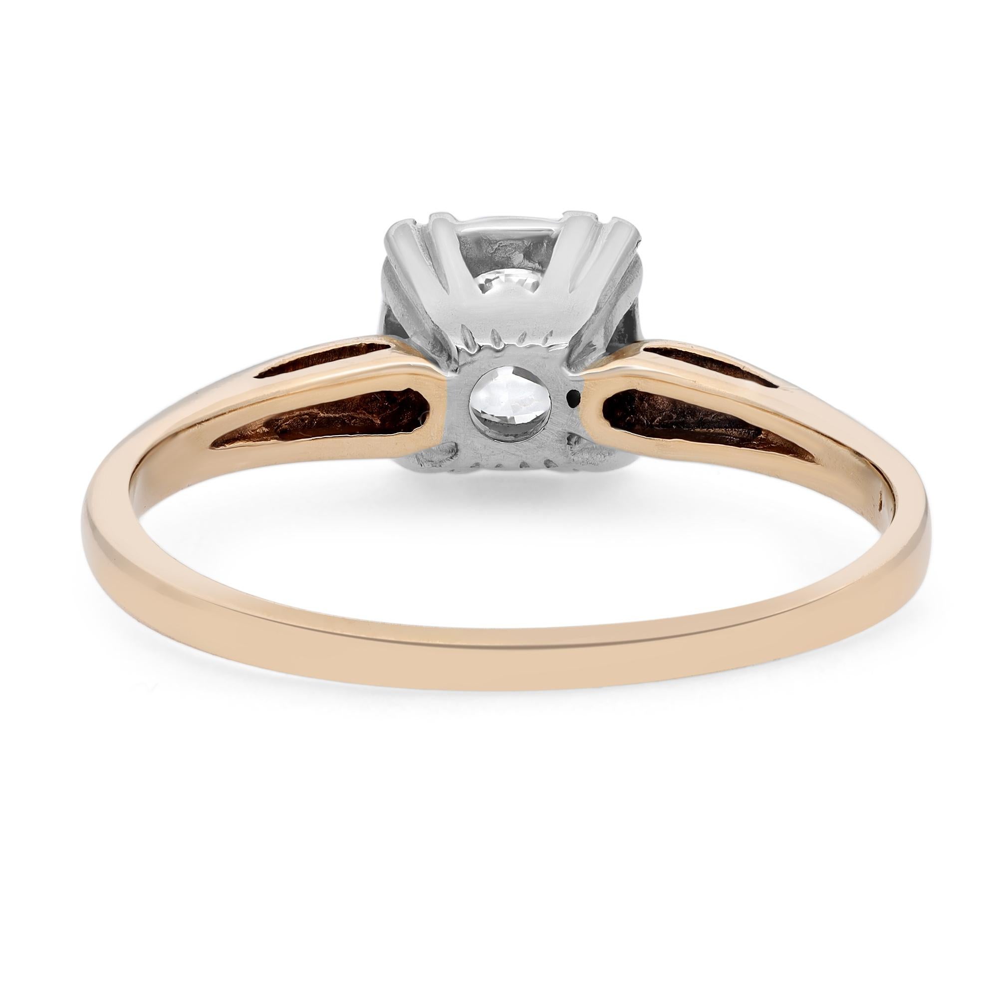 Modern Rachel Koen Antique 0.40Cttw Round Diamond Engagement Ring 14K Yellow Gold For Sale