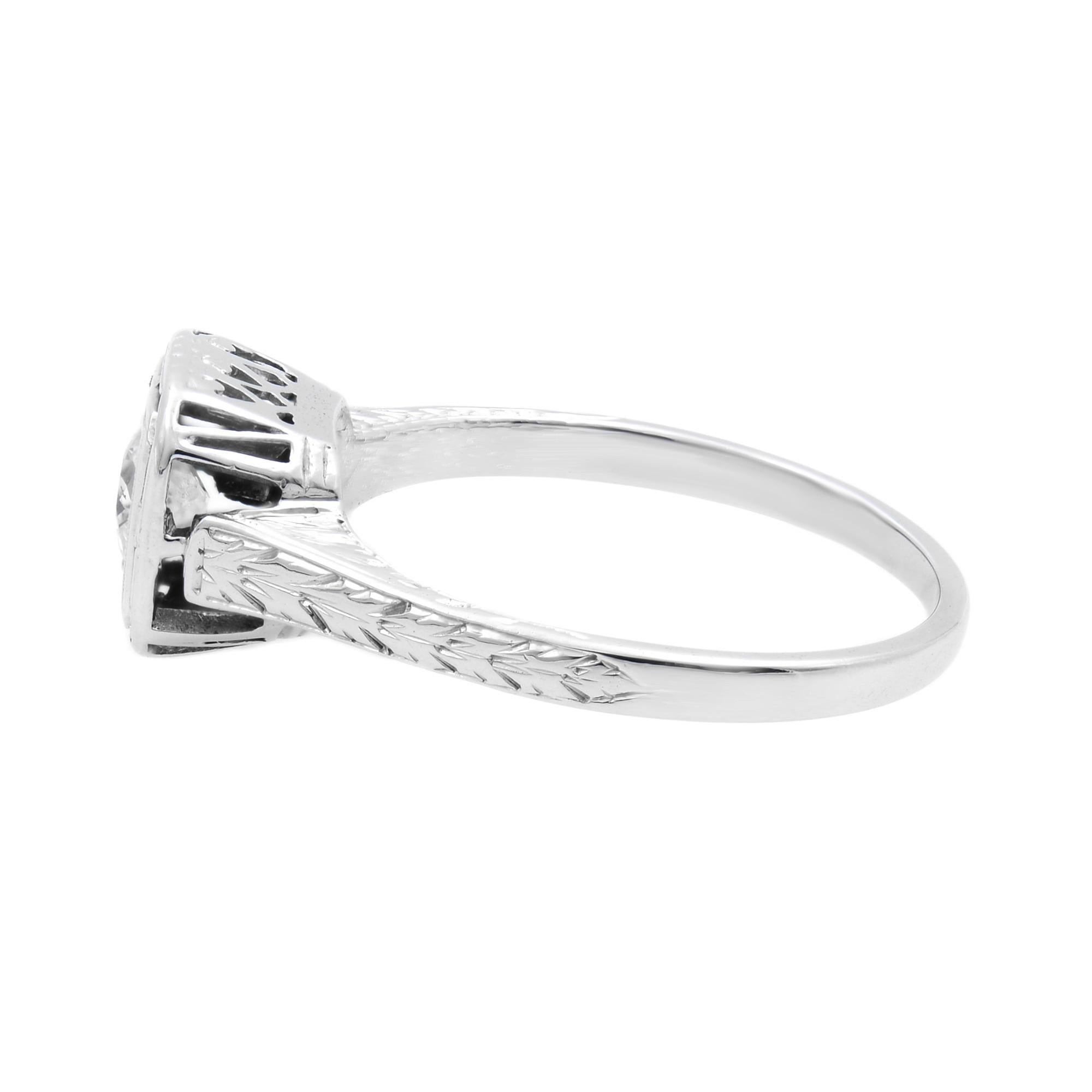 Modern Rachel Koen Antique 0.50Cttw Round Cut Diamond Ladies Ring Platinum Size 6 For Sale