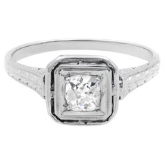 Rachel Koen Antique 0.50Cttw Round Cut Diamond Ladies Ring Platinum Size 6