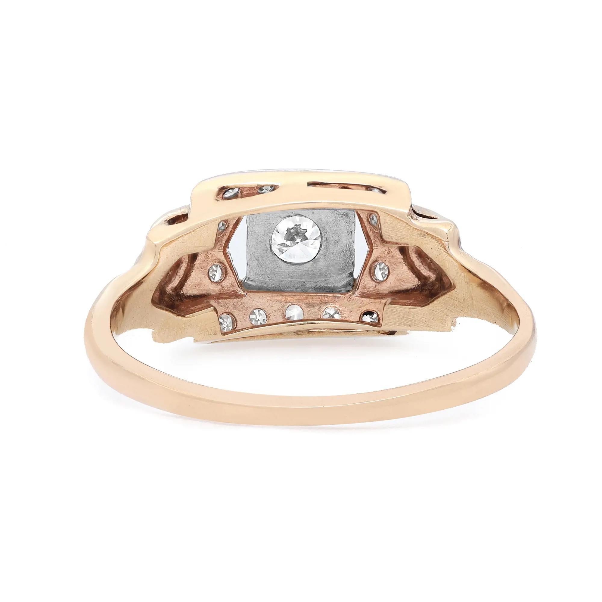Modern Rachel Koen Antique Round Cut Diamond Engagement Ring 14K Yellow Gold For Sale
