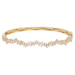 Rachel Koen Bracelet jonc en or jaune 18 carats avec diamants taille baguette (1,60 ct. pt.)