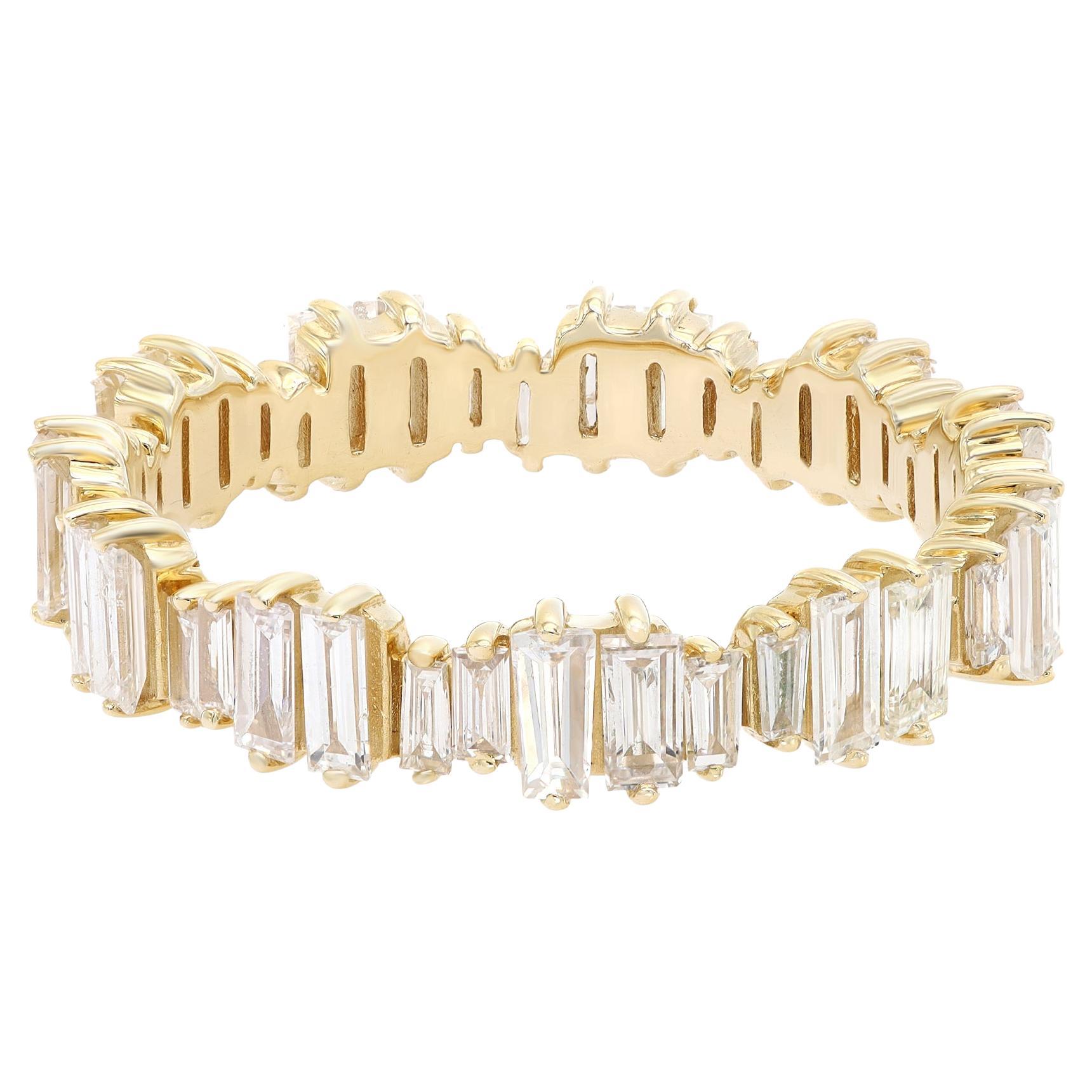Rachel Koen Bracelet d'éternité en or jaune 14 carats avec diamants taille baguette (1,19 ct. pt.)