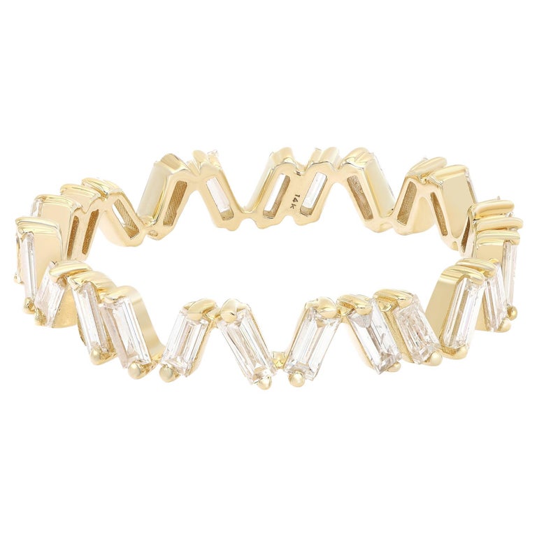 Rachel Koen Baguette Cut Diamond Ring Band 14k Yellow Gold 0.69Cttw ...