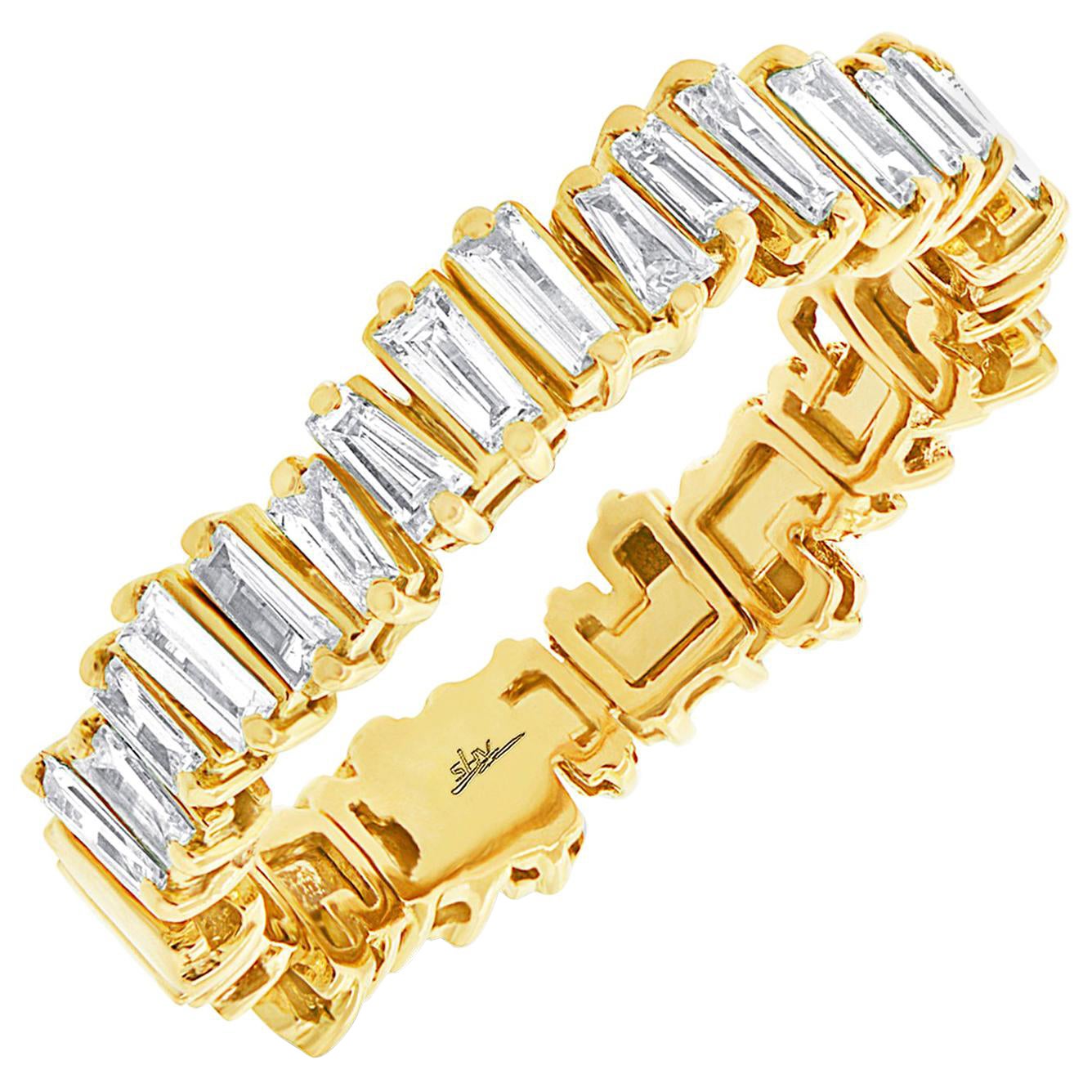 Rachel Koen Anneau d'éternité en or jaune 14 carats avec diamants baguettes 0,67 carat poids total