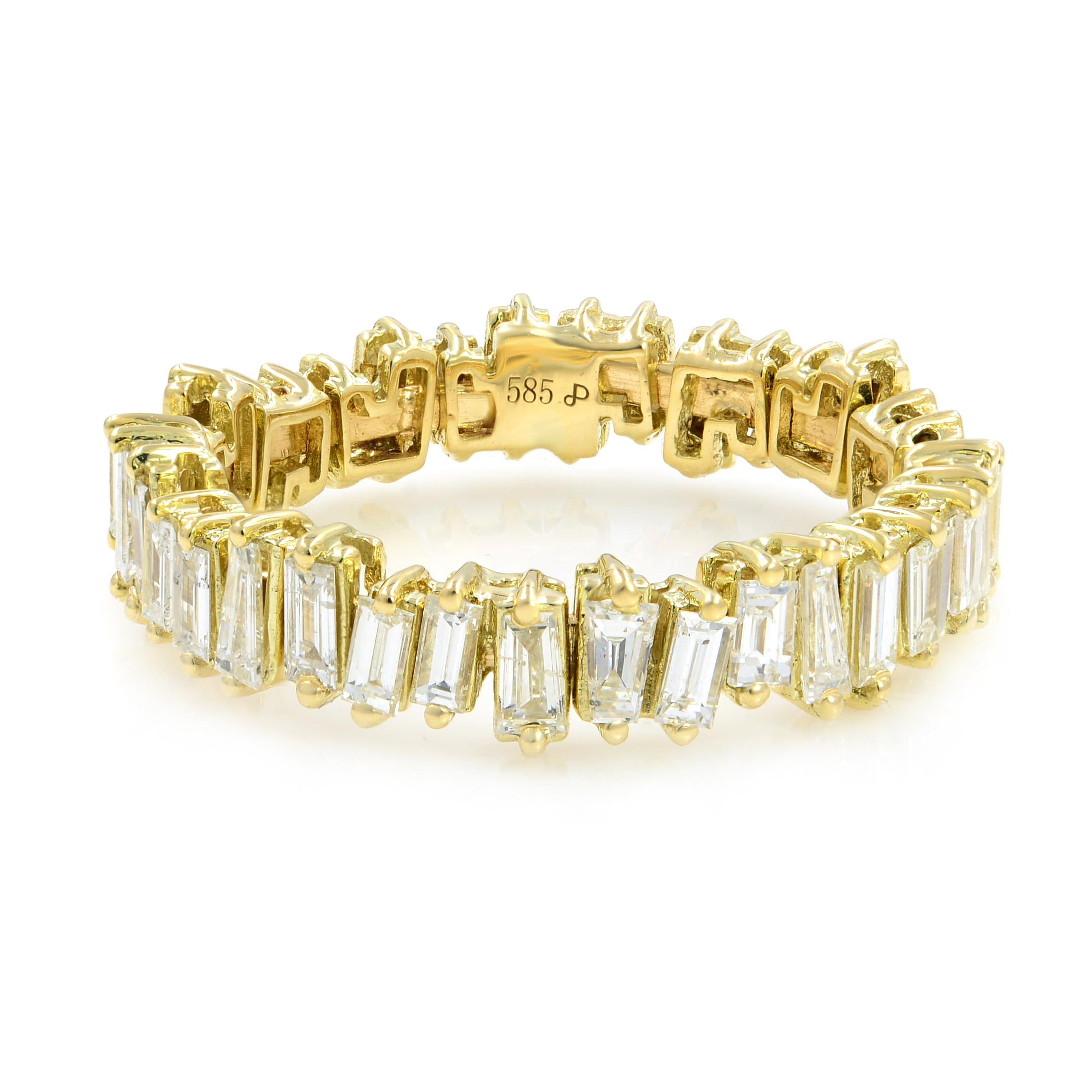 Rachel koen Baguette Diamond Eternity Band 14K Yellow Gold 0.67cttw In New Condition For Sale In New York, NY