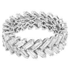 Rachel Koen Baguette Diamond Eternity Band Ring 18K White Gold 3.62Cttw SZ 6.25