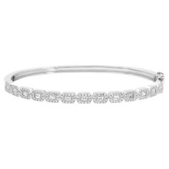 Rachel Koen Baguette Round Cut Diamond Bangle 14K White Gold 0.86Cttw